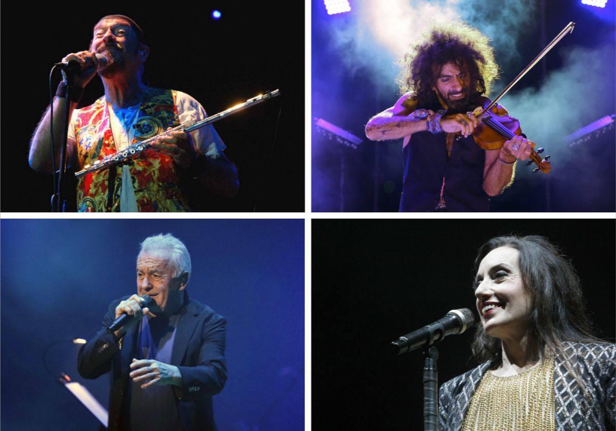 Arriba, Jethro Tull y Ara Malikian; abajo, Víctor Manuel y Luz Casal.