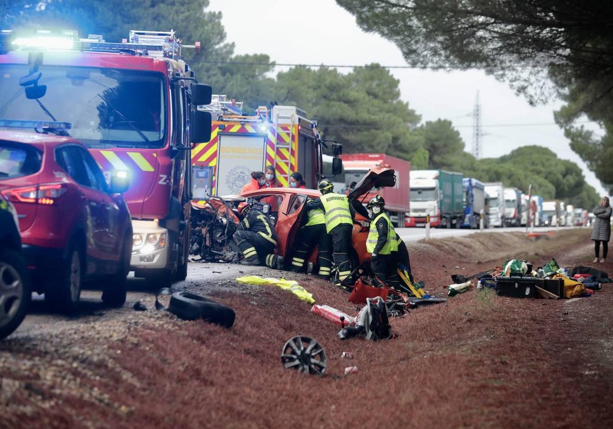 Accidente registrado el 12 de diciembre en la N-122, en Traspinedo, con un fallecido.