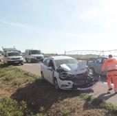 Un aparatoso accidente en la A-62 se salda sin heridos