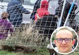 La mujer fue corneada por la espalda por el novillo durante el encierro; en el círculo, el alcalde de Mojados, Adolfo López.