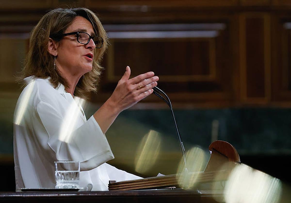 La vicepresidenta Teresa Ribera, durante su intervención parlamentaria.
