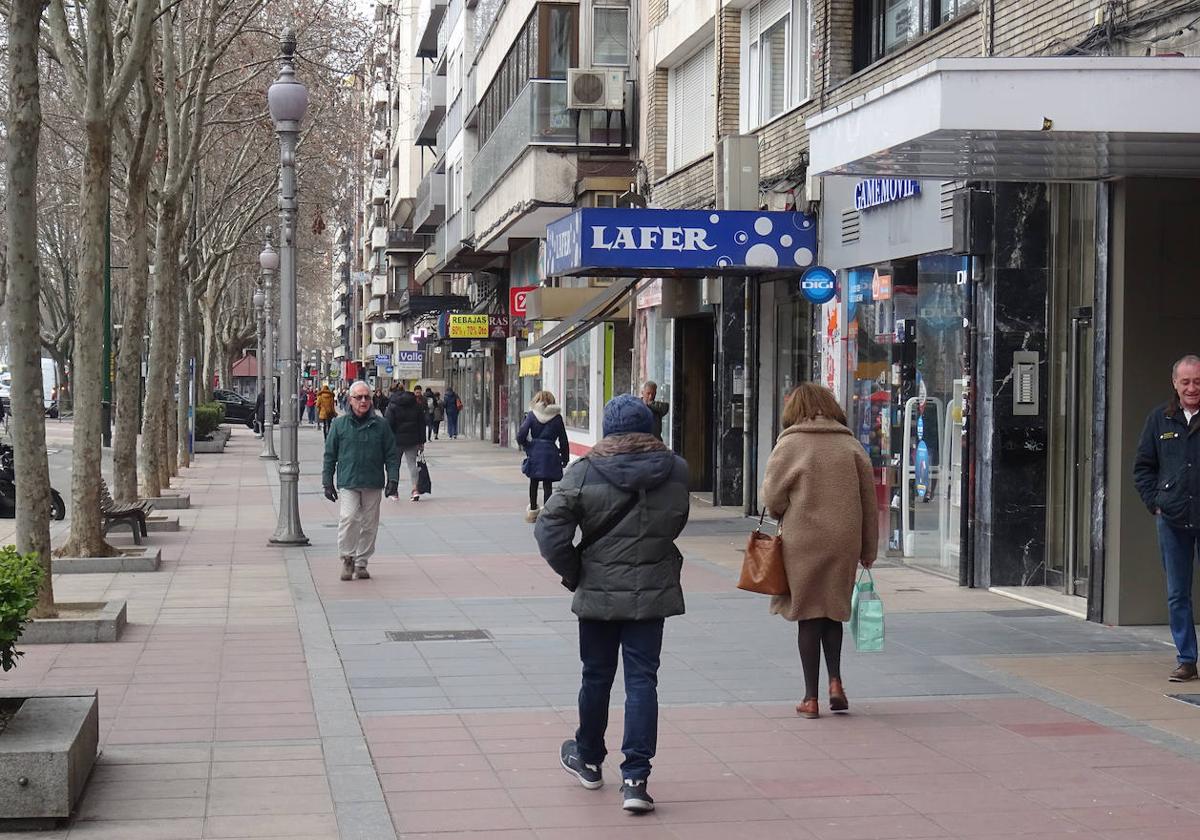 Varias personas caminan por el Paseo de Zorrilla.