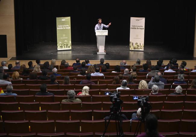 García-Gallardo interviene en el mitin de Buxadé en Valladolid que Vox convocó la tarde del martes.