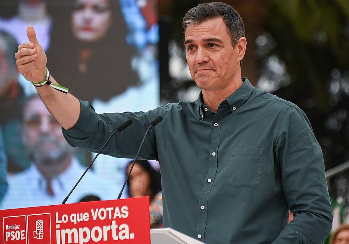 Pedro Sánchez, el martes en un mitin en Extremadura.