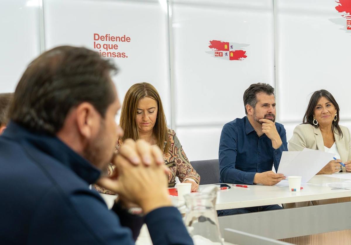 Óscar Puente, Virginia Barcones, Luis Tudanca y Ana Sánchez, en el Consejo Territorial del PSOE de Castilla y León.