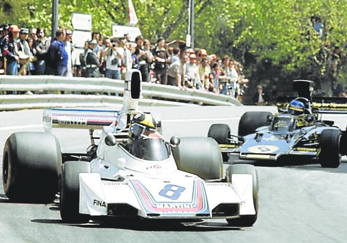 La lucha entre Carlos Pace y Jacky Ickx en el GP de España de 1975.