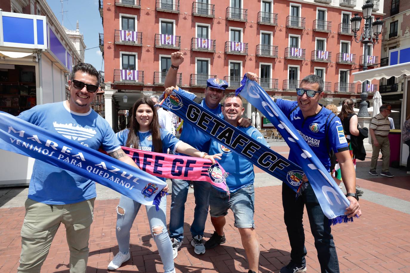 Aficionados del Getafe en Valladolid para animar a su equipo en el último partido de la temporada.