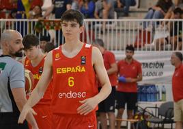 Sergio de Larrea en el partido entre España y Portugal en Boecillo.