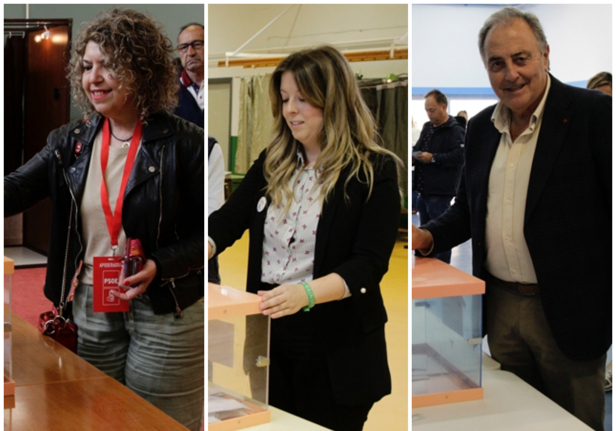 Yolanda Lanza, PSOE, Lucía Castro, IL, Avelino Álvarez, PP, ejerciendo su derecho al voto el pasado 28 de mayo.