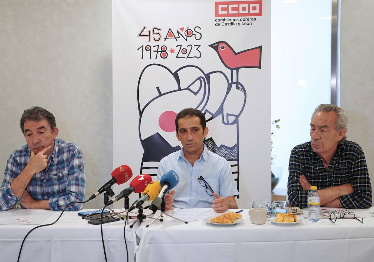 Representantes de CCOO, este viernes.