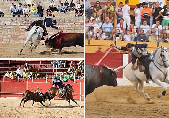 Sebastián Fernández, Óscar Borjas y Ana Rita, en diferentes actuaciones.