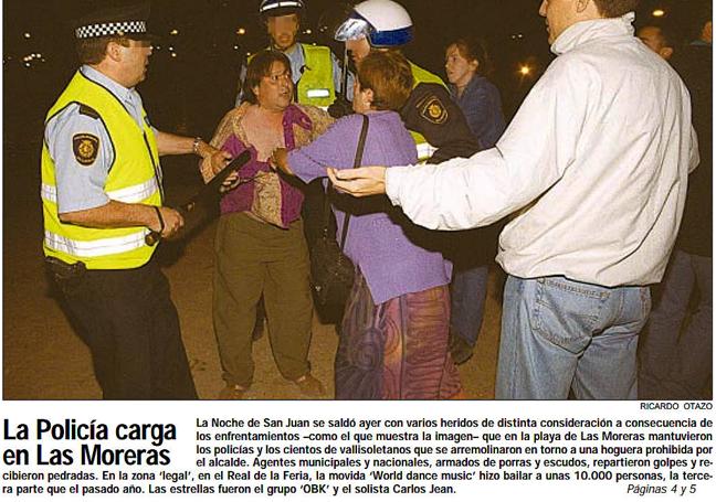 Información en la portada de El Norte de la carga en Las Moreras del 23 de junio de 2000.