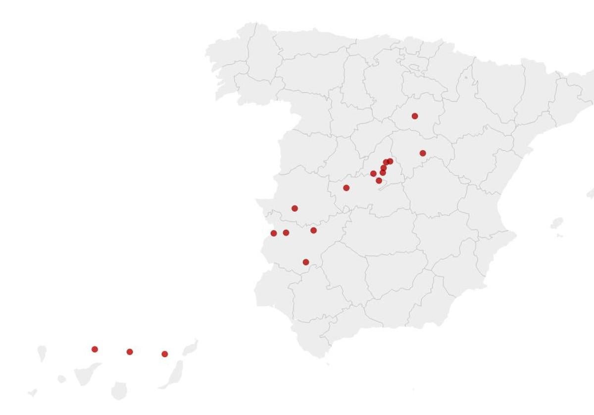 Mapa con las localizaciones de los rivales de la Gimnástica Segoviana.