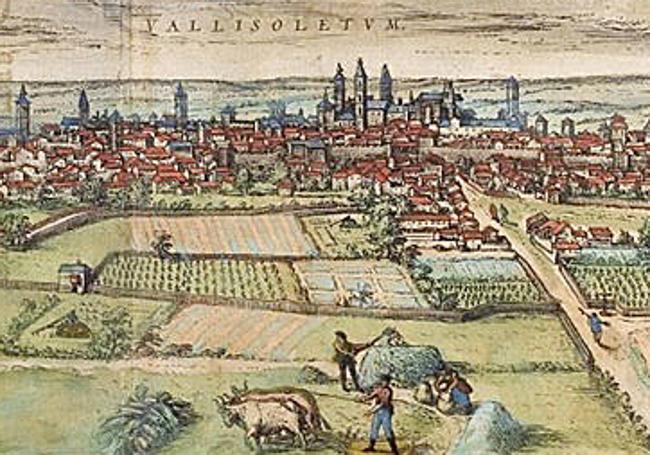 Panorámica de Valladolid desde San Isidro, de Joris Haffangel, fechada en 1565.