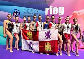 La gimnastas de Castilla y León en el Campeonato de España escolar.