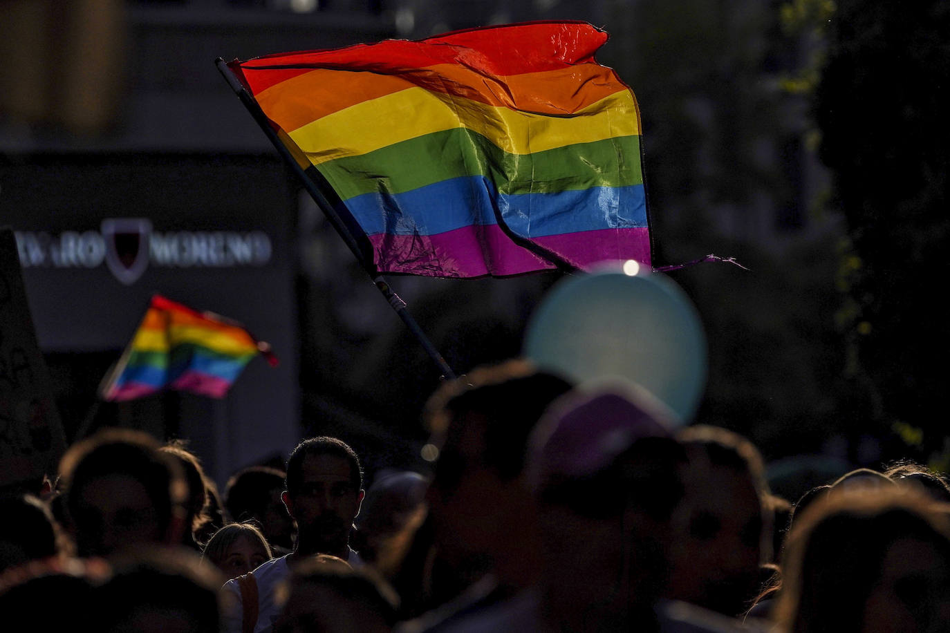 La bandera arcoíris, en la manifestación de Valladolid.