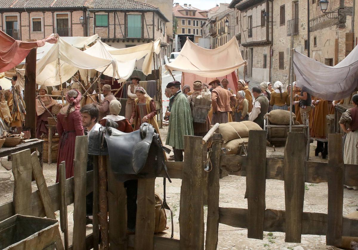 Aspecto de la plaza de San Lorenzo, convertida en un mercado del siglo XVI.