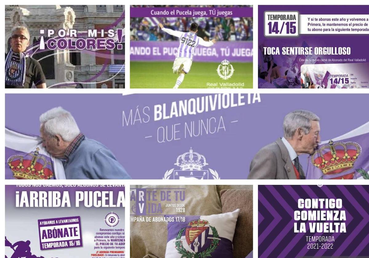 Imágenes promocionales de las últimas campañas del Real Valladolid en Segunda División