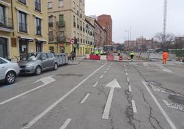 Imagen de archivo de otras obras que afectaron a la calle Estación el pasado mes de febrero.