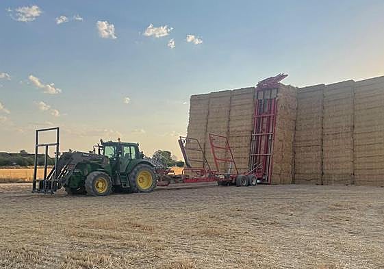 Descarga de paquetes de paja.