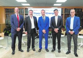 Jesús Martín Casado (Banco Santander), Eugenio García Tejerina (APECYL), Alfonso Arroyo González (EREN), Francisco Bellón (Berkeley Minera) y Fernando Martínez Riaza (Iberdrola).