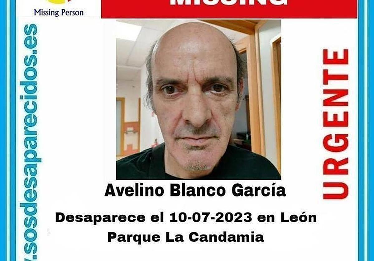 Cartel que anuncia la desaparición de Avelino Blanco García.