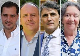 Los candidatos por Segovia de PP, PSOE, Vox y Sumar.