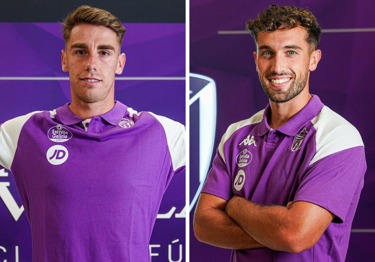 Arnau Rafús y Adrián Verde posan con la camiseta del Real Valladolid.