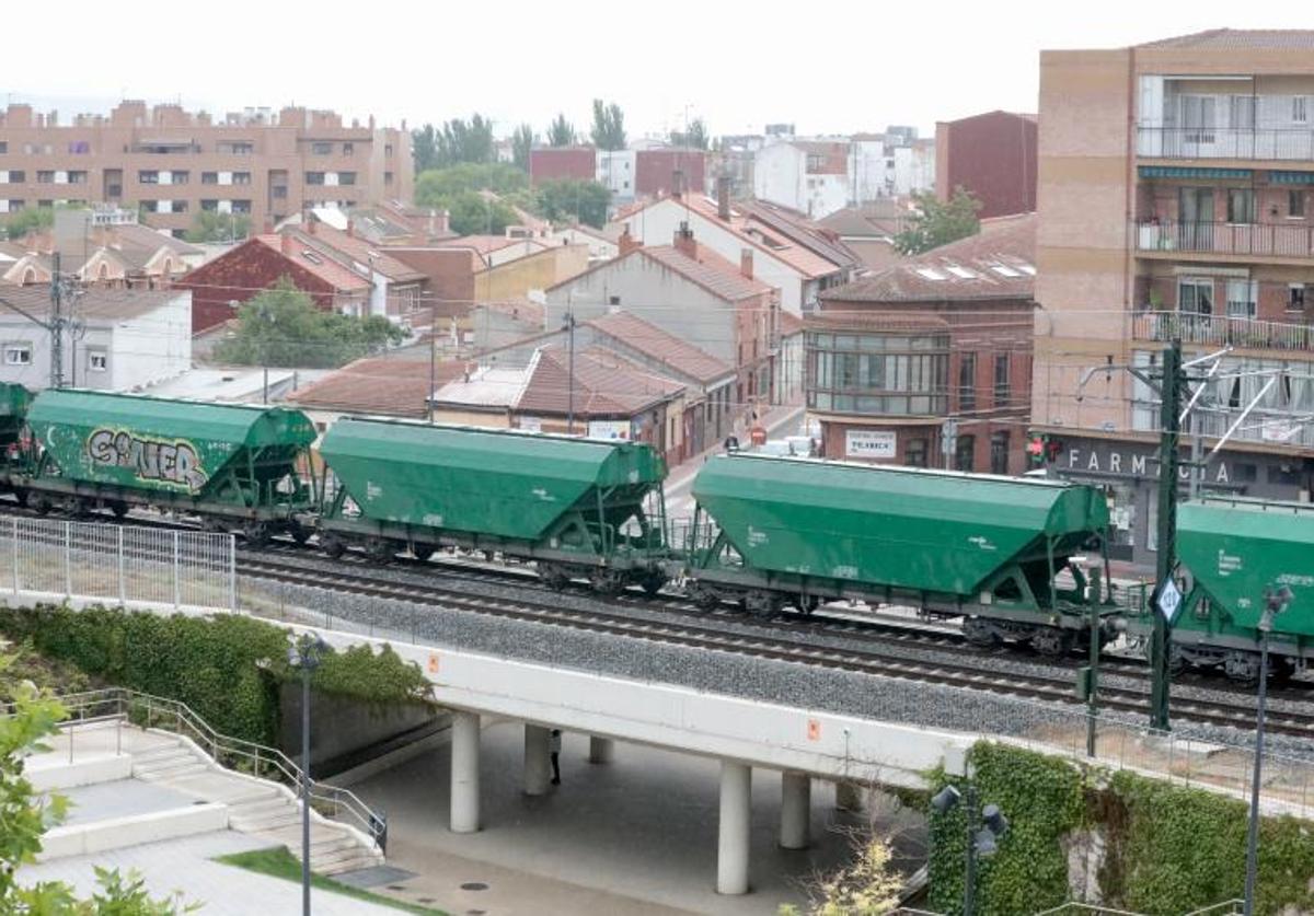 Un tren de mercancías a la altura del Barrio Belén - Pilarica.