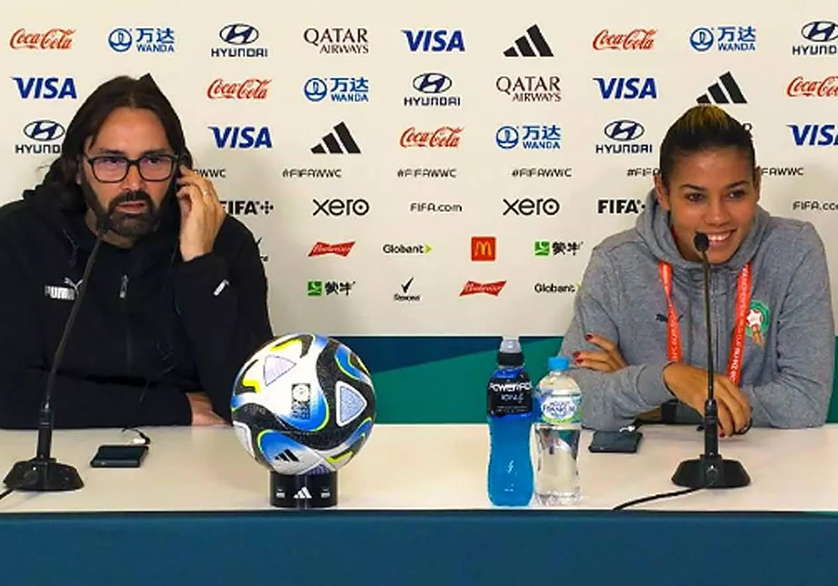 Imagen de la rueda de prensa de la selección de Marruecos, en la Copa Mundial de Fútbol 2023.