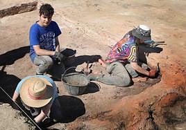 Arqueólogos y voluntarios, en el yacimiento de Intercatia de Paredes.