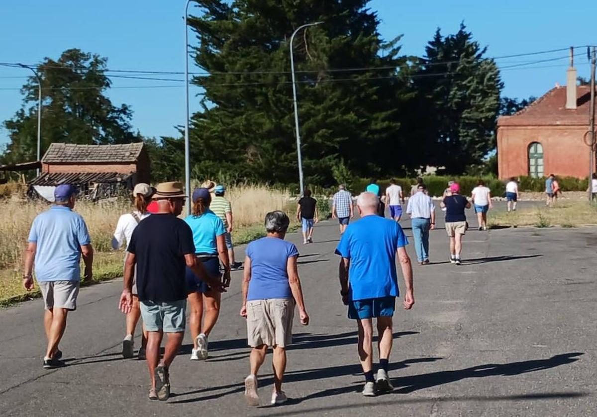 Algunos de los participantes de la marcha solidaria de este domingo en Olmedo.