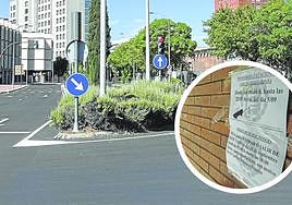 Asfaltado en calle Mieses y detalle del comunicado de no aparcar.