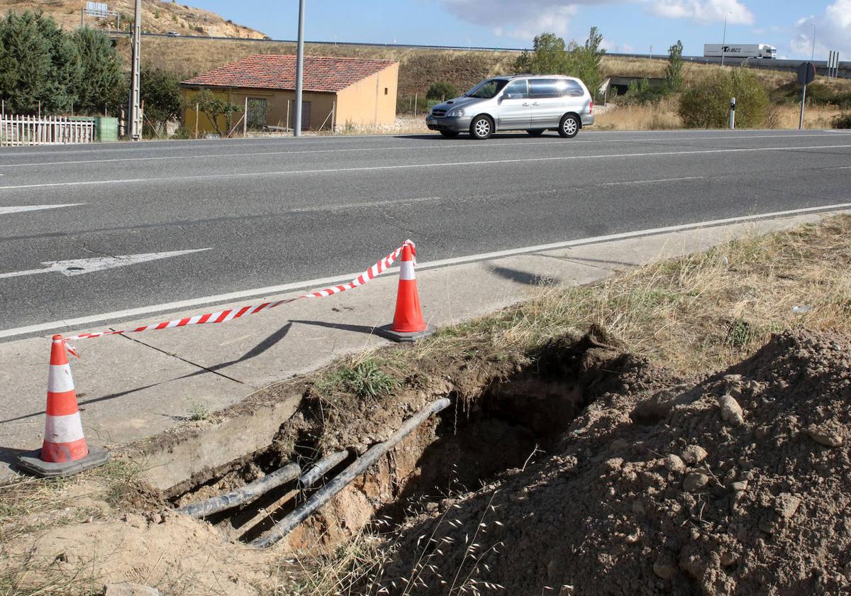 Una de las averías en la carretera de Soria.