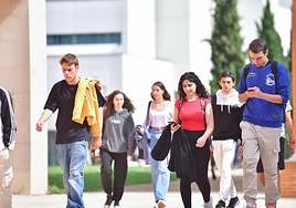 Un grupo de universitarios en el Campus Miguel Delibes