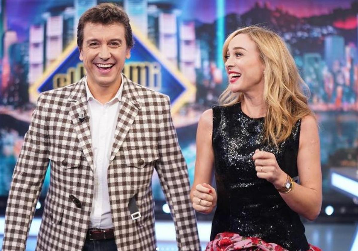 Javier Veiga y Marta Hazas, en su visita la noche del jueves a 'El Hormiguero'.