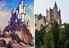 El castillo de Blancanieves de la película de Diney y el Alcázar de Segovia.