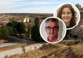 Vista general de Bernuy de Porreros y en pequeño el alcalde, Adolfo Santamaría, y la portavoz del PSOE, Yolanda Benito.