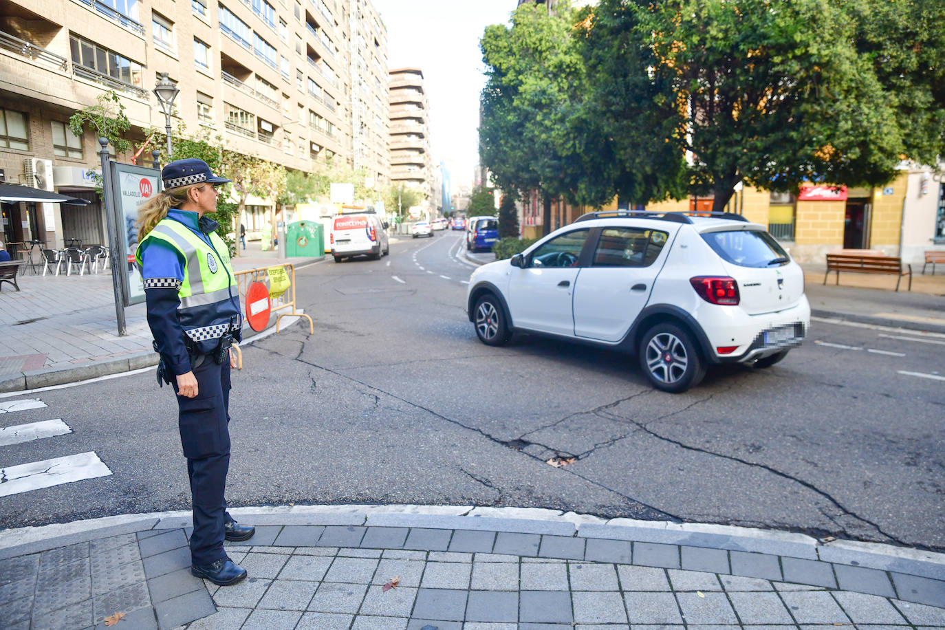 Corte de tráfico en la calle Estación de Valladolid