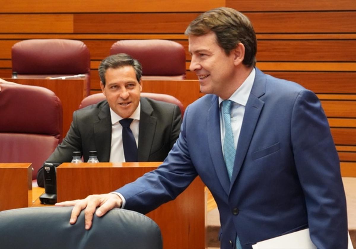 Alfonso Fernández Mañueco, durante el Pleno de las Cortes de Castilla y León.