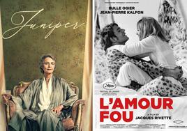 Carteles de las películas 'Juniper' y 'L'Amour fou'.