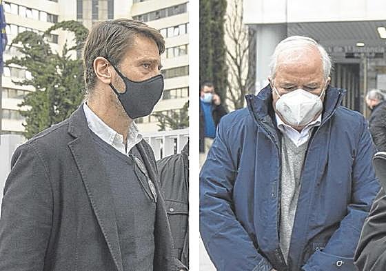 Carlos Suárez (izquierda) y José Luis Losada el 3 de marzo de 2021 tras el juicio celebrado en Madrid