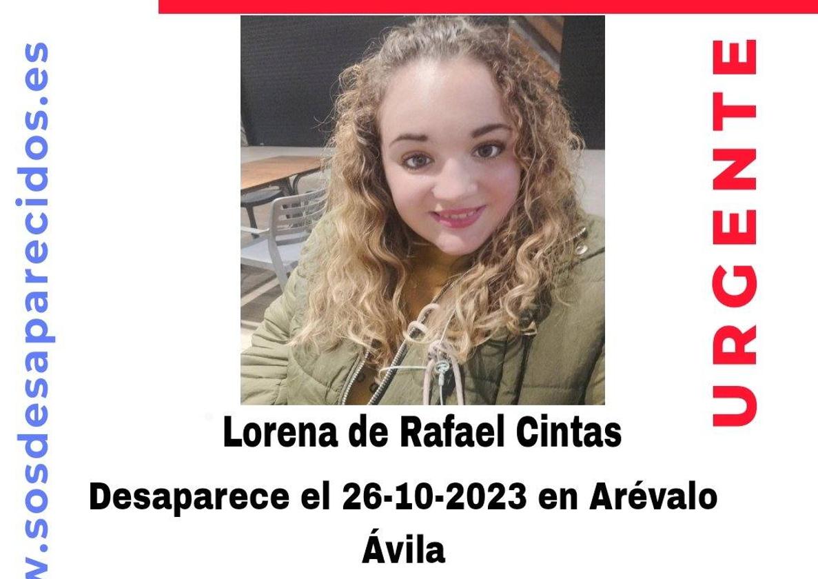 Cartel de SOS Desaparecidos para localizar a Lorena Rafael Cinta.