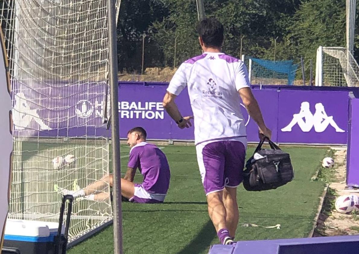 Javi Sánchez, tras resentirse de su lesión en el entrenamiento del pasado 10 de octubre.