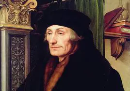 Erasmo de Róterdam, según el retrato de Hans Holbein el Joven (1523).