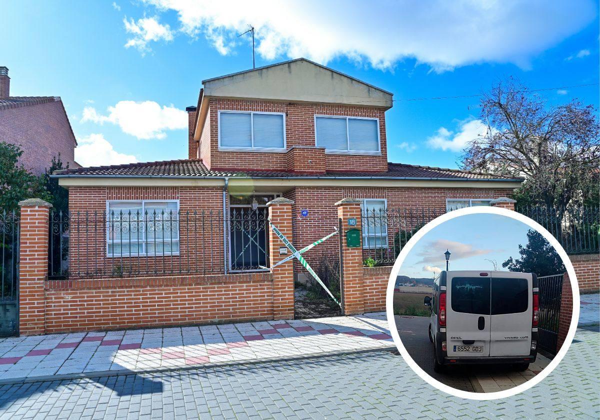 Chalé precintado por la Guardia Civil en Santovenia. En el círculo, furgoneta con la que acudieron para intentar okupar la casa.