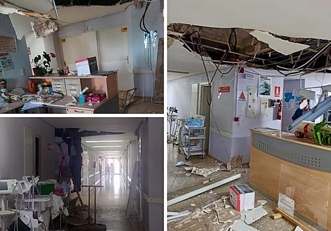 Desplome del falso techo en la cuarta planta.