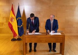 Pedro Sánchez y el presidente del PNV, Andoni Ortuzar.