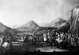 Escena de la Guerra de Sucesión española por G.L. Rocco.