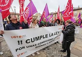 Protesta de UGT en la Plaza Mayor.